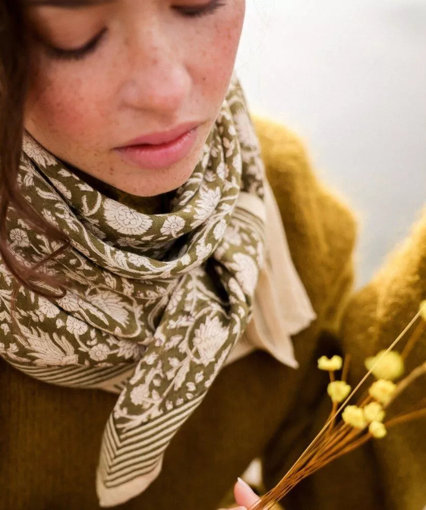 Foulard grand format Anjali - Kaki