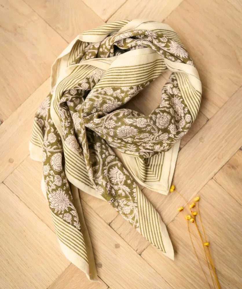 Foulard grand format Anjali - Kaki