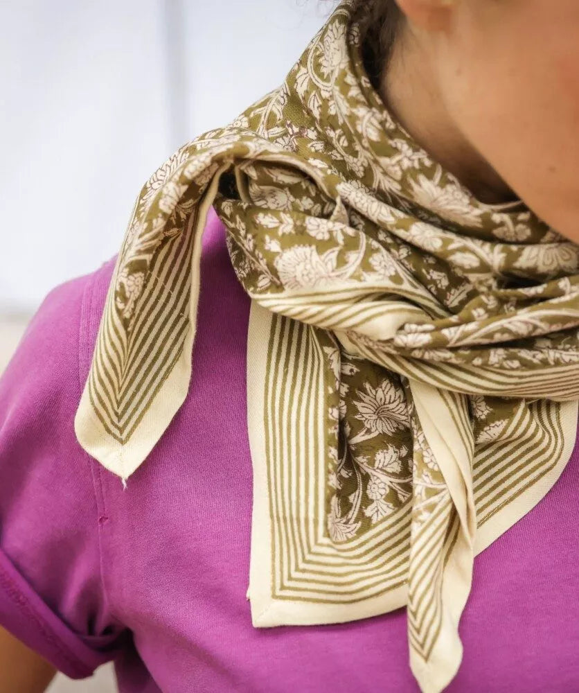 Foulard grand format Anjali - Kaki