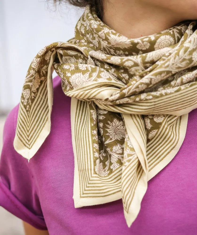 Foulard grand format Anjali - Kaki