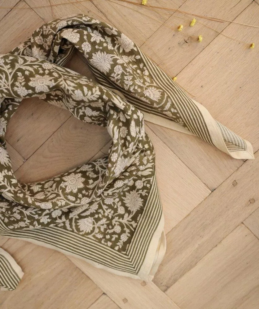 Foulard grand format Anjali - Kaki