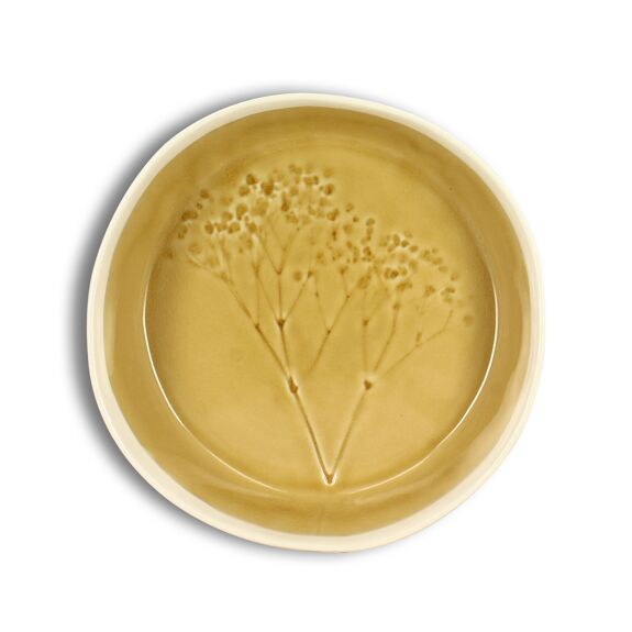 Assiette coupe Flé 15cm 34.7cl en grès moutarde