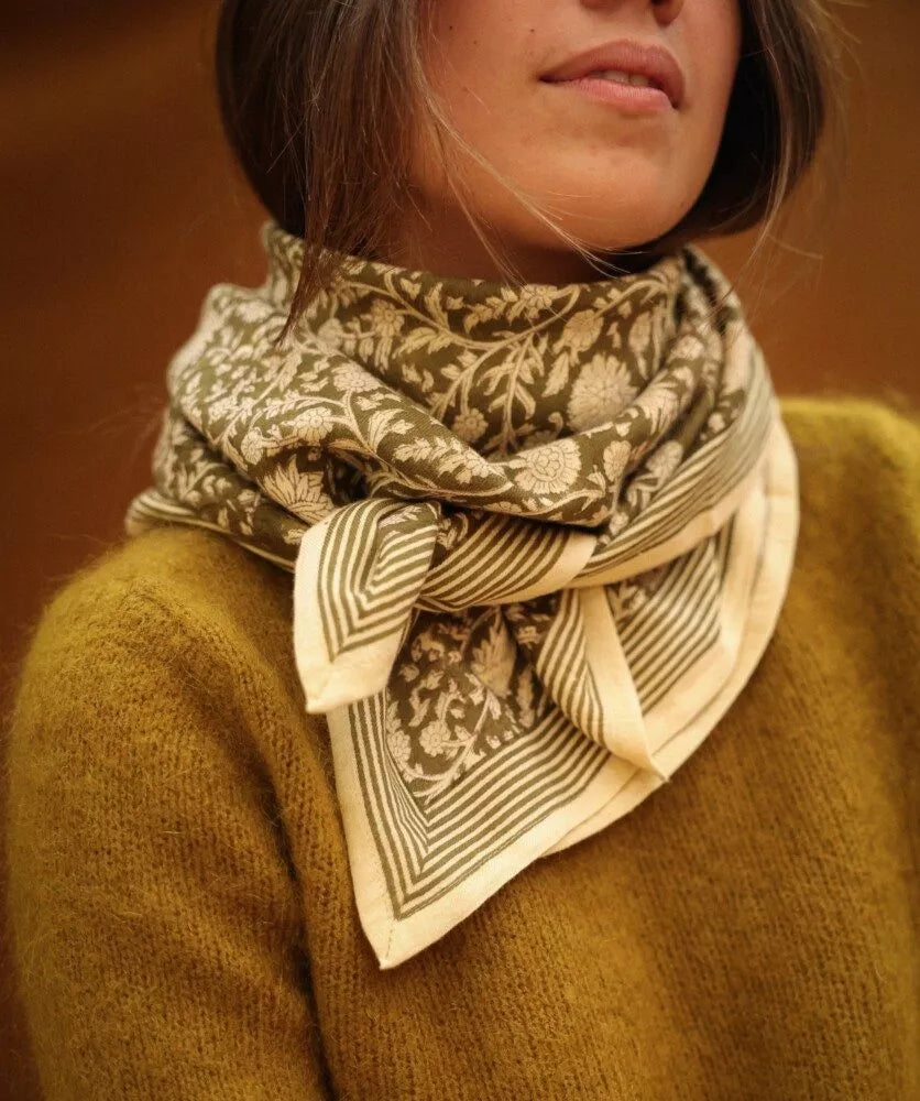 Foulard grand format Anjali - Kaki