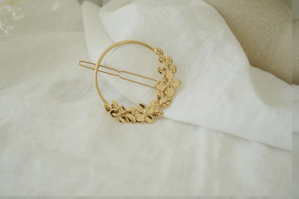 Barrette Alessia Couronne de Fleurs Dorée