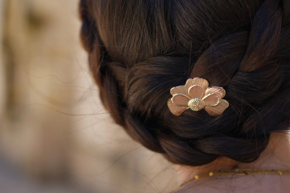 Barrette Claire Demi Fleur Dorée