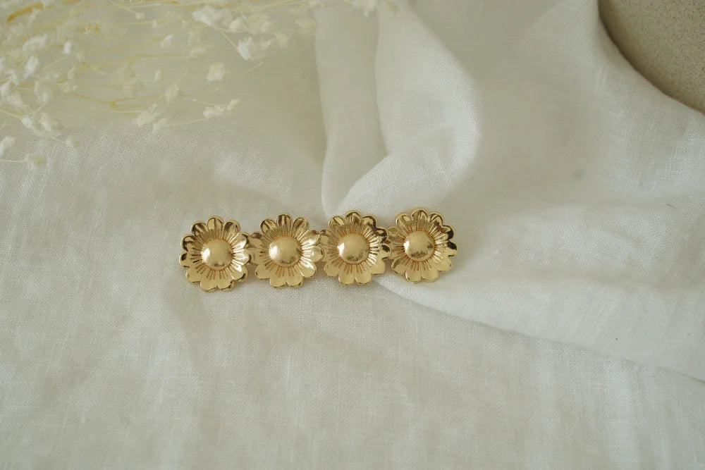 Barrette Gabriella Fleurs de Marguerites Dorées