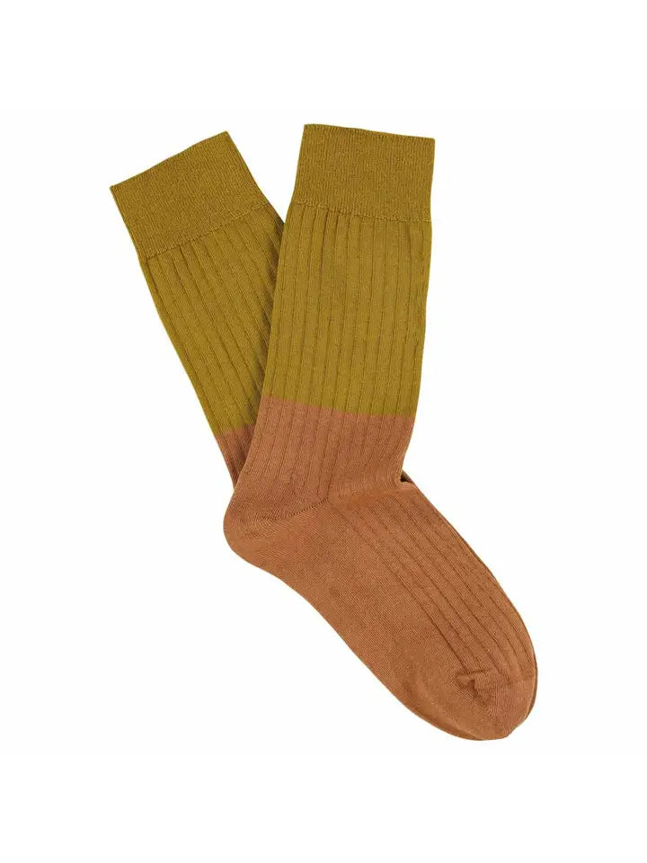 Chaussettes Block Femme - Moutarde/Bronze