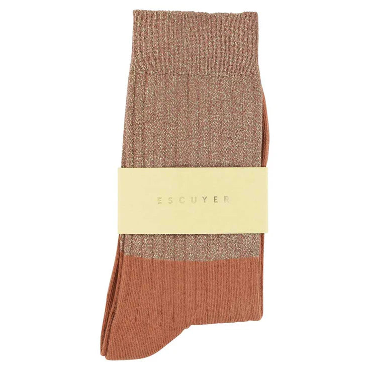 Chaussettes Block Femme - Lurex rosé/Arabian Spice