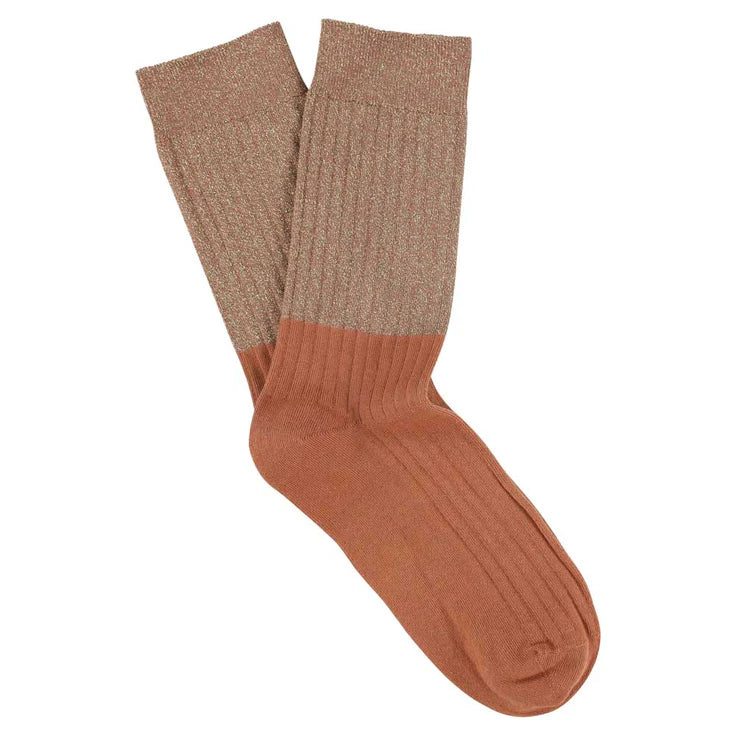 Chaussettes Block Femme - Lurex rosé/Arabian Spice