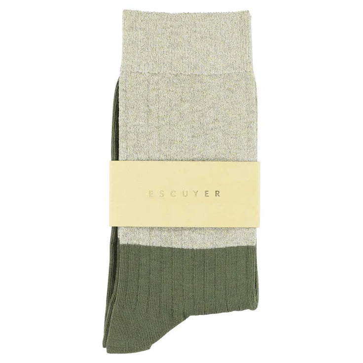 Chaussettes Block Femme - Lurex doré/Olive