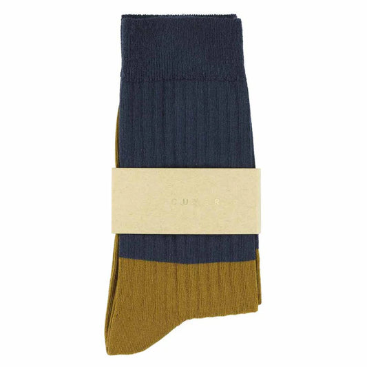 Chaussettes Block Femme - Marine/Cumin