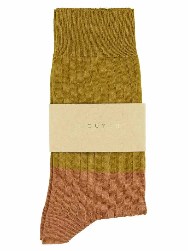 Chaussettes Block Femme - Moutarde/Bronze